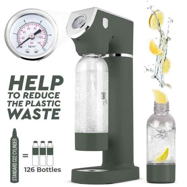 BERLINGERHAUS Výrobník sody SODABAR + 2 lahve Matte Green Collection BH-9785