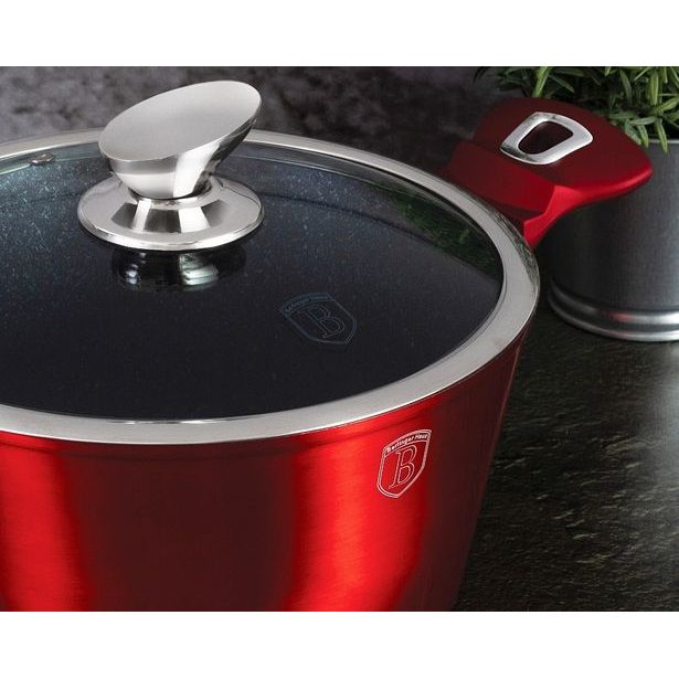 BERLINGERHAUS Kastrol s mramorovým povrchem a poklicí 20 cm Burgundy Metallic Line BH-1256