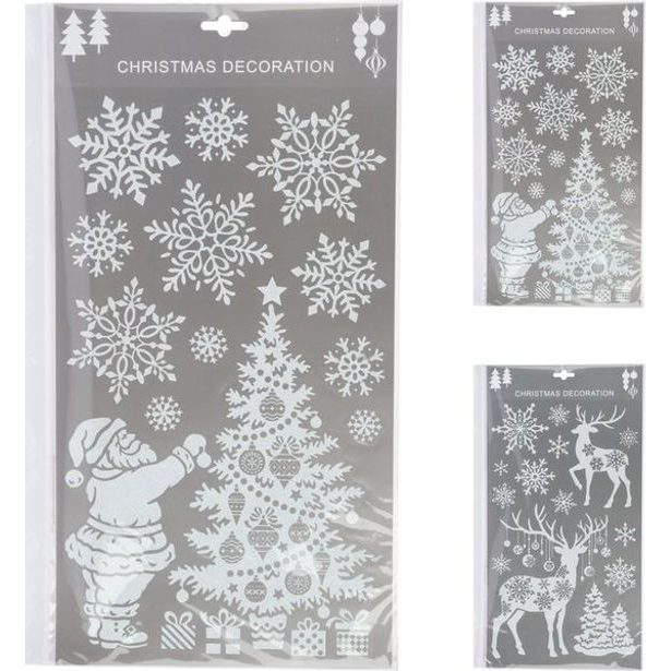 dekorace 47x25cm, bílý GLITTER, vánoční okenní