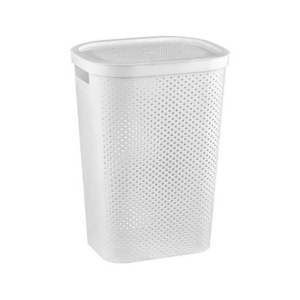 koš 59l na použ.prádlo INFINITY bílý,(44x35x60cm)