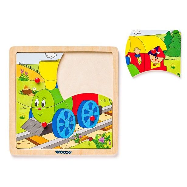 Displ.12ks - Puzzle ze 4 dílů "Mašinka", 4 motivy