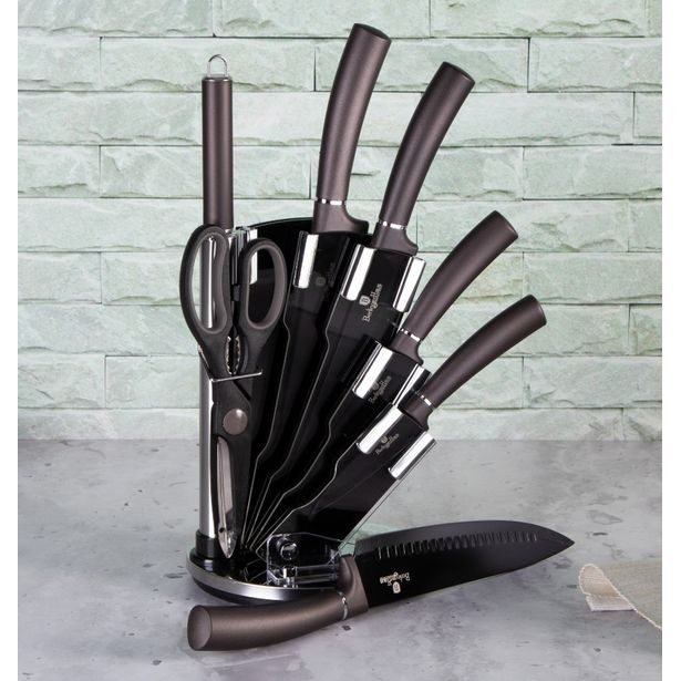 BERLINGERHAUS Sada nožů ve stojanu s nepřilnavým povrchem 8 ks Carbon PRO Line BH-2685