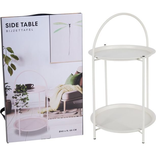 AMBIANCE Odkládací stolek kovový 66 cm bílá KO-NB1510570