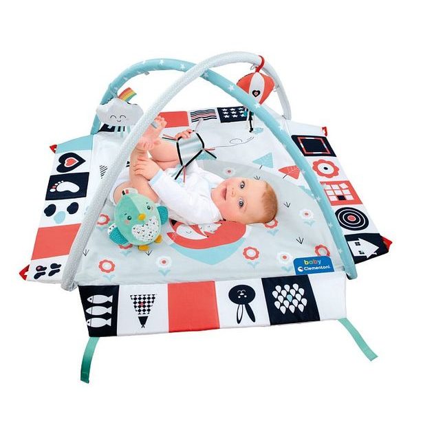 CLEMENTONI Clemmy baby - dětská hrací deka s hrazdou černo-bílá