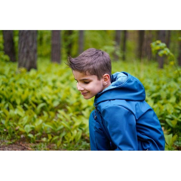 Unuo, Dětská softshellová bunda s fleecem Cross, Kobaltová, Sharp kluk