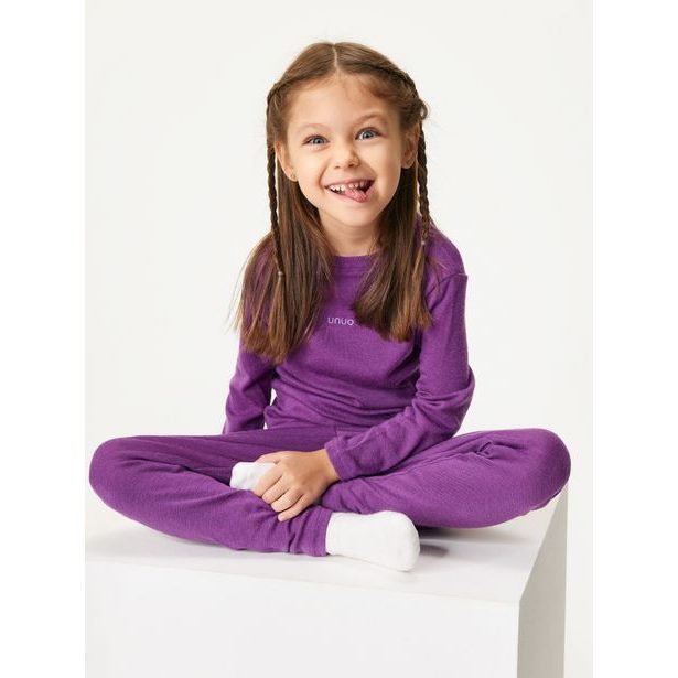 Unuo Dětské merino triko s dlouhým rukávem, Ostružinová