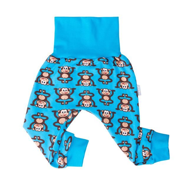 unuo Baggy tepláky Opičáci na modré (baggy trousers, monkeys on blue)