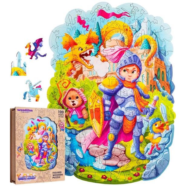 DŘEVĚNÉ BAREVNÉ PUZZLE - Statečný rytíř