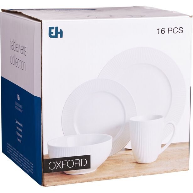 H & S COLLECTION Jídelní sada porcelán 16 ks bílá KO-Q04000320