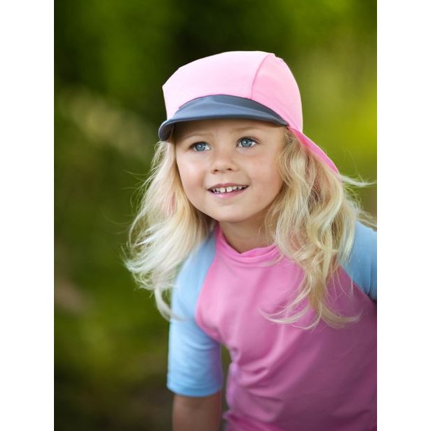 Unuo, Dětská kšiltovka s plachetkou a UV ochranou 50+, Růžová
