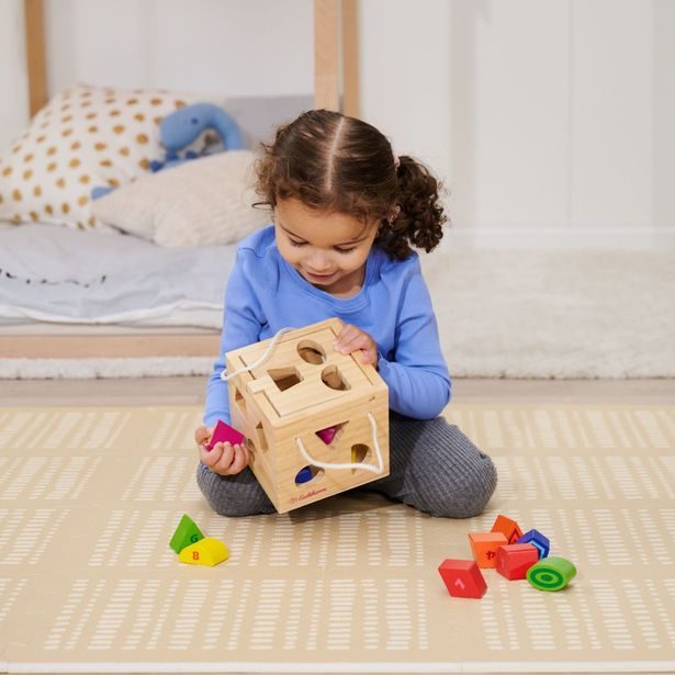 Dřevěná kostka se zastrkovacími tvary