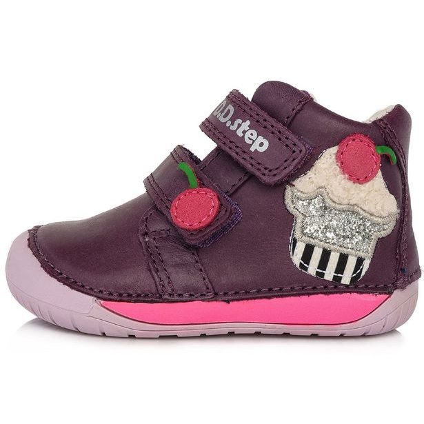 DDstep barefoot kožené boty S070-612 Cupcake fialové