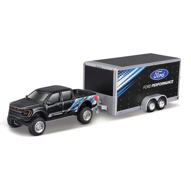 Maisto Maisto - Design Tow &amp; Go, 2021 Ford F-150 SVT Raptor Car Trailer, 1:64