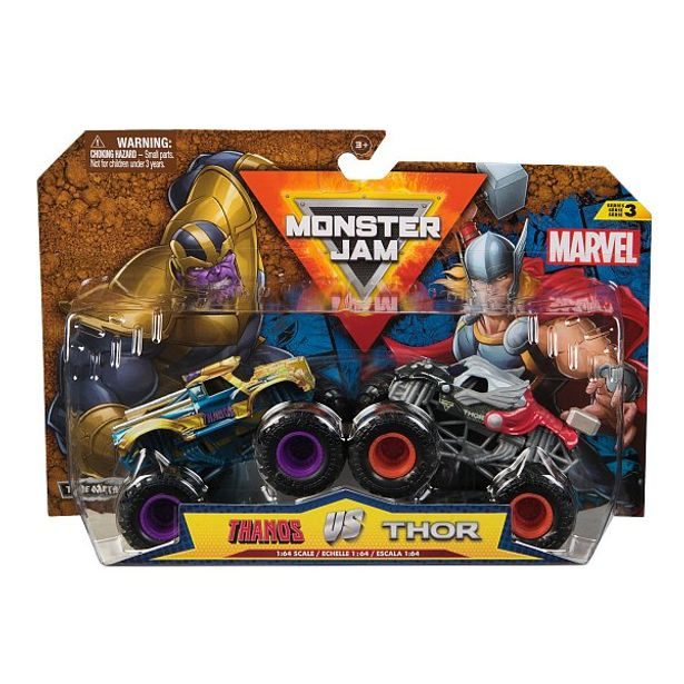 SpinMaster MONSTER JAM - sběratelský kovový model auta Monster Truck, Marvel, set 2 modelů, assort, 1:64