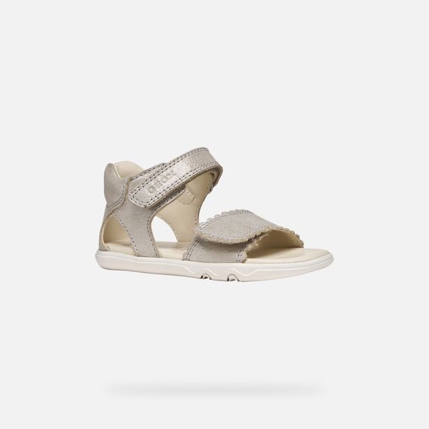 Béžové dívčí barefoot sandály Geox Sandal Steppieup