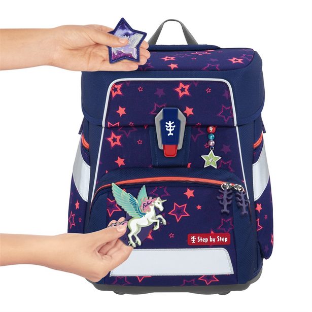 Školní aktovka Step by Step SPACE SHINE, Pegasus Night Nuala - 5 dílný set, AGR certifikát