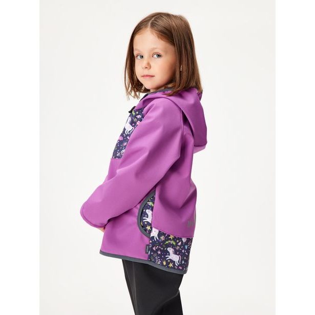 Unuo, Softshellová bunda s fleecem, Ostružinová, Jednorožci ( Unuo softshell jacket printed)