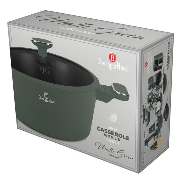 BERLINGERHAUS Kastrol s titanovým povrchem a poklicí 28 cm Matte Green Collection BH-8202