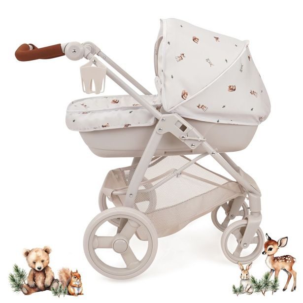 Kočárek pro panenky Bella 2v1 s taškou - Woodland