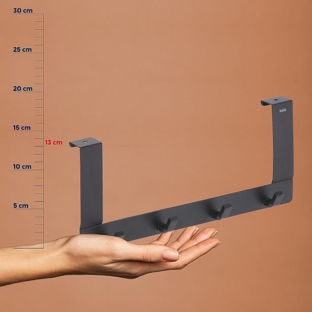 KELA Dveřní věšák 4 háčky Colgar kovový černý 30,0x13,0x2,5cm KL-22241