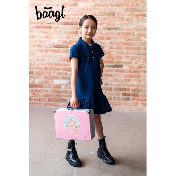 BAAGL Skládací školní kufřík Duha s kováním