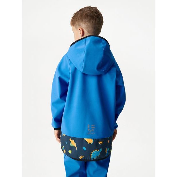 Dětská softshellová bunda s fleecem Basic, Modrá, Dinosauři