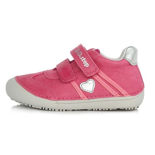 Dětská barefoot celoroční obuv DDstep - Srdce (Dark Pink)