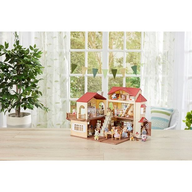 Sylvanian family Patrový dům s červenou střechou a se světly, nový