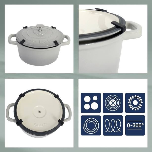 KELA Pekáč litinový s poklicí CALIDO 36x29cm šedá KL-12609