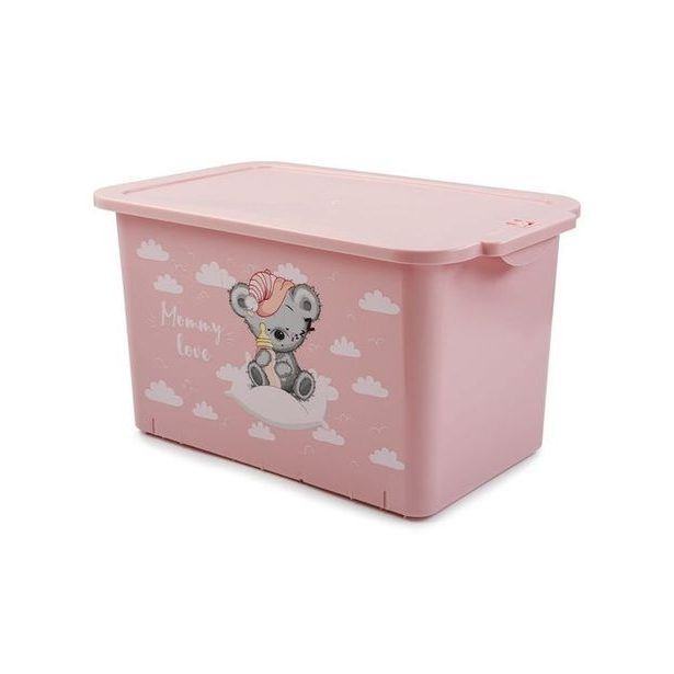 box 21,0l MOMMY LOVE růž., víko, 40x24x23cm, plast