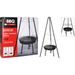BBQ Gril na dřevěné uhlí závěsný na trojnožce pr. 48 cm KO-C83000490