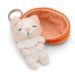 NICI NICI klíčenka spící Kočička béžová 8cm, oranžový košík, GREEN