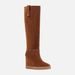 Hnědé dámské kozačky Geox Wedge