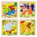 Displ.12ks - Puzzle ze 4 dílů "Mašinka", 4 motivy