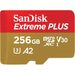 SanDisk Extreme PLUS microSDXC 256 GB + SD Adapter 200 MB/s and 140 MB/s A2 C10 V30 UHS-I U3