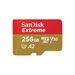 SanDisk Extreme microSDXC 256 GB + SD Adapter 190 MB/s and 130 MB/s Read/Write A2 C10 V30 UHS-I U3