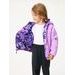 Unuo Dětská oboustranná bunda Duo, Lila, Kytky