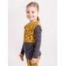 Unuo, Dětské merino triko s dlouhým rukávem Nature, Hořčicová, Lesní stopy