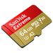 SanDisk Extreme microSDXC 64 GB pro akční kamery + SD Adapter 170 MB/s and 80MB/s, A2 C10 V30 UHS-I U3