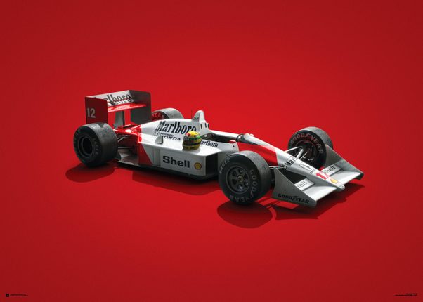 Ayrton Senna Senna Standard Poster Size 19 /¾ x 27 /½ Inch Automobilist McLaren MP4//4 Unique Design Poster