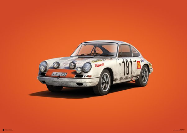 Automobilist Porsche 911R Unique Design Limited Edition Poster Standard Poster Size 19 /¾ x 27 /½ Inch Tour de France