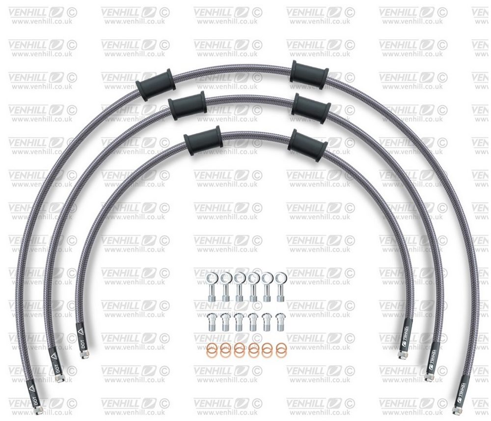 Venhill STANDARD Hadice přední brzdy sada Venhill POWERHOSEPLUS SUZ-7015F (3 hadice v sadě) Průhledné hadice, chromové koncovky