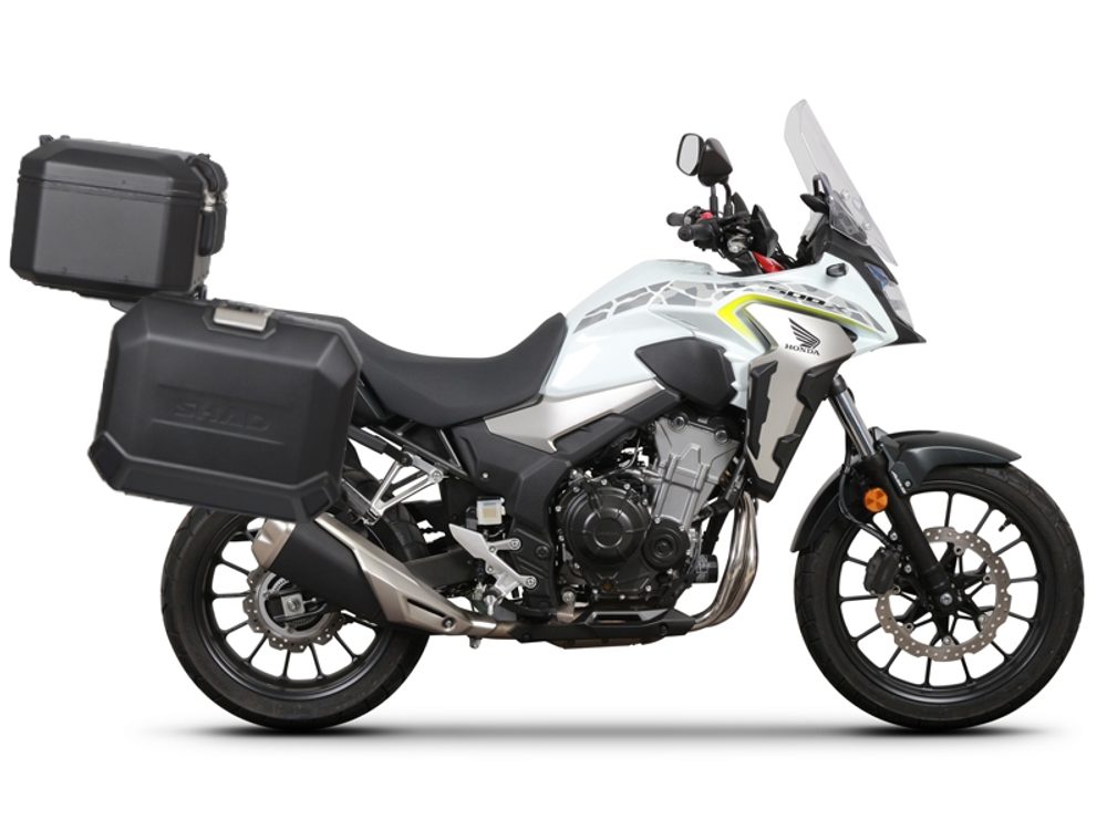 SHAD Kompletní sada černých hliníkových kufrů SHAD TERRA BLACK, 37L topcase 36L/36L boční kufry, včetně montážní sady a plotny SHAD HONDA CB 500 X