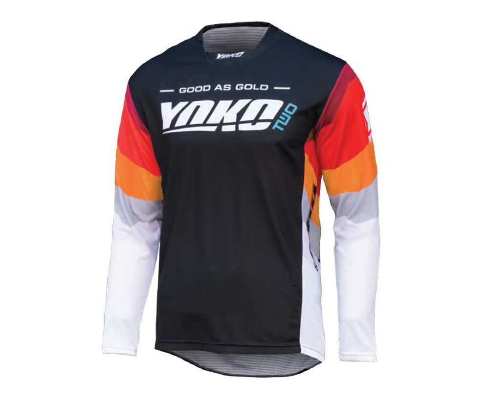 YOKO Motokrosový dres YOKO TWO černo/bílo/červené - M