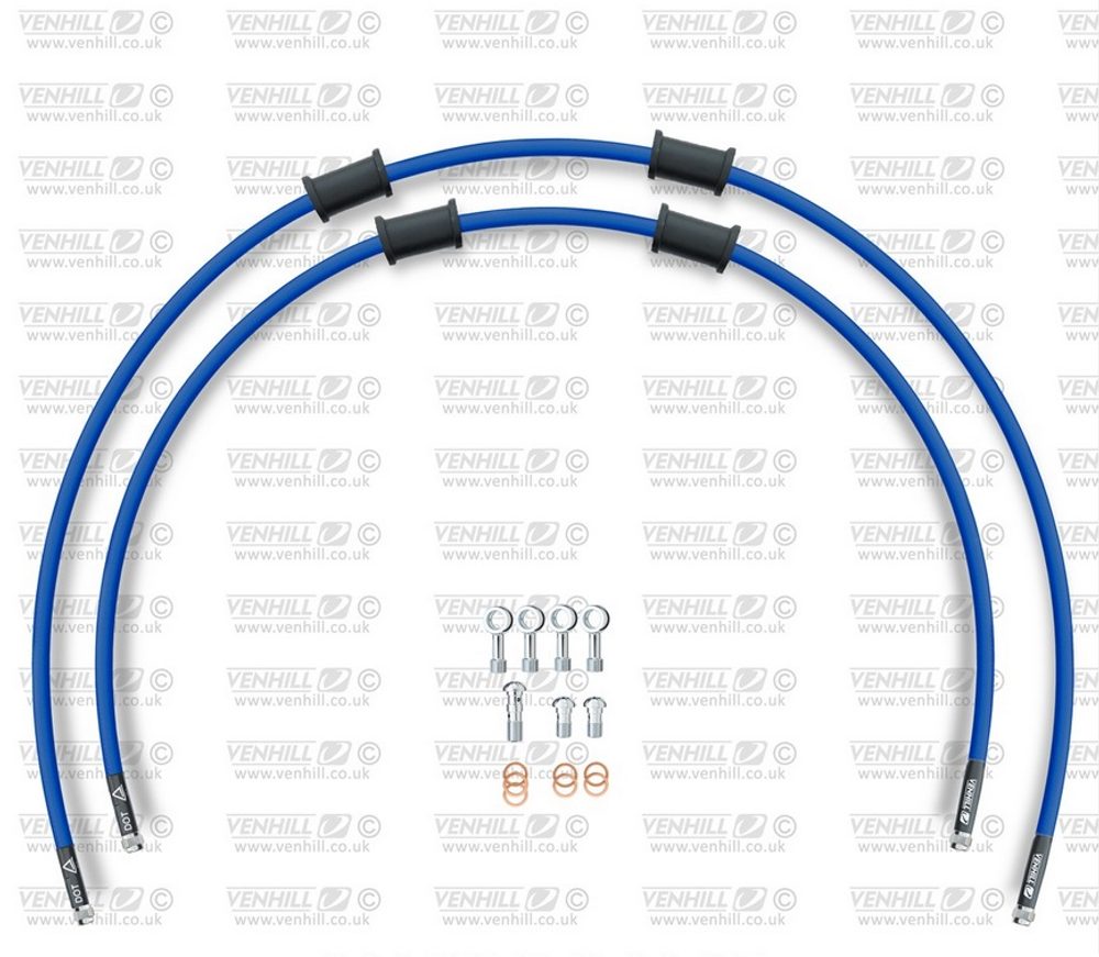 Venhill CROSSOVER Hadice přední brzdy sada Venhill POWERHOSEPLUS KAW-7020F-SB (2 hadice v sadě) modré hadice, chromové koncovky