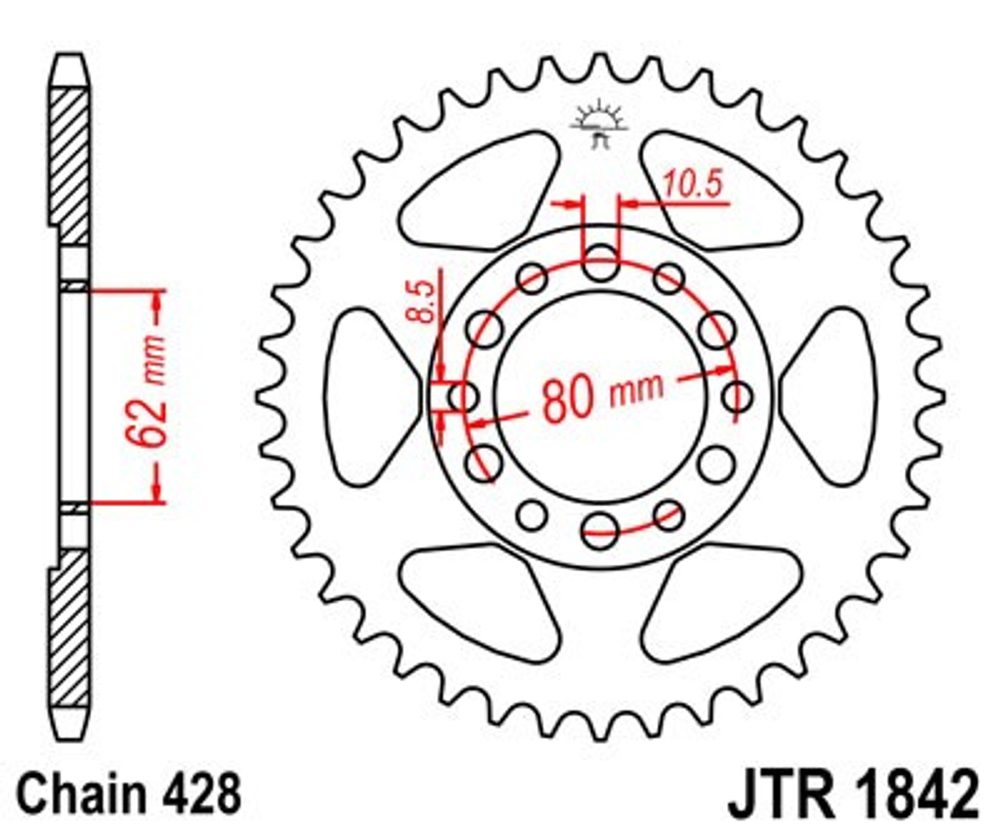 JT Řetězová rozeta JT JTR 1842-54 54 zubů, 428