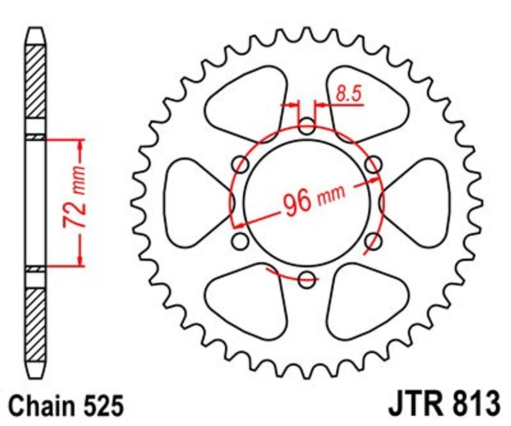 JT Řetězová rozeta JT JTR 813-39 39 zubů, 525