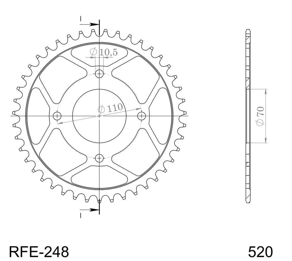 SUPERSPROX Řetězová rozeta SUPERSPROX RFE-248:44-BLK černý 44 zubů, 520