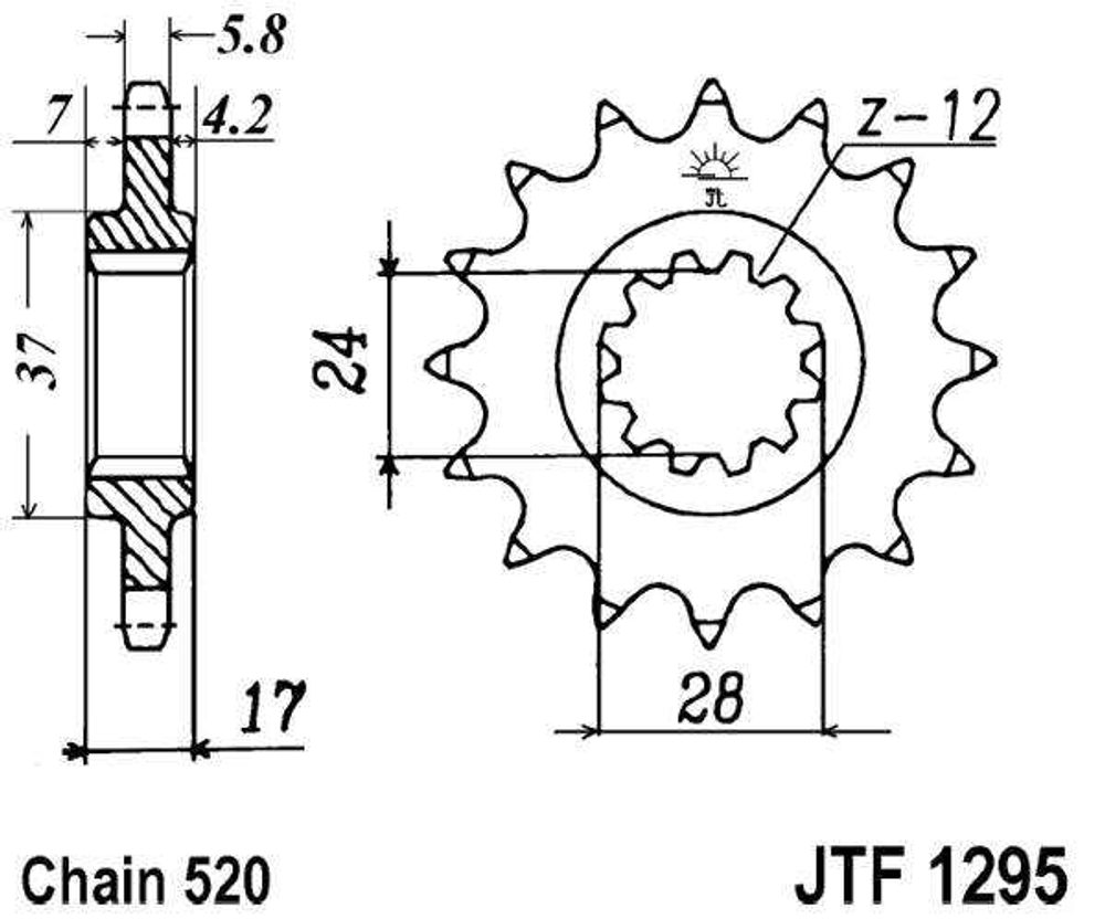 JT Řetězové kolečko JT JTF 1295-15 15 zubů, 520