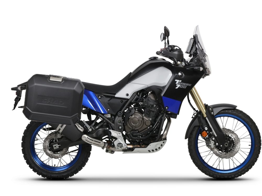 SHAD Kompletní sada bočních černých hliníkových kufrů SHAD TERRA BLACK 36L/47L, včetně montážní sady SHAD YAMAHA Tenere 700 XTZ690